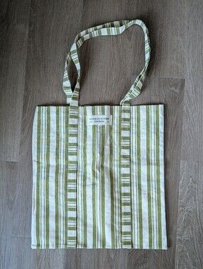 NWOT Sezane Striped Green Canvas Tote Bag